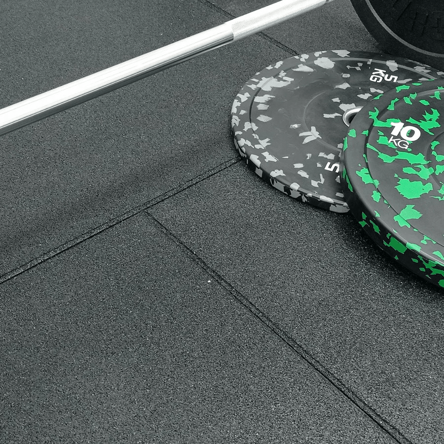 1m x 1m 10mm Black Gym Flooring - BlackBear Fitness